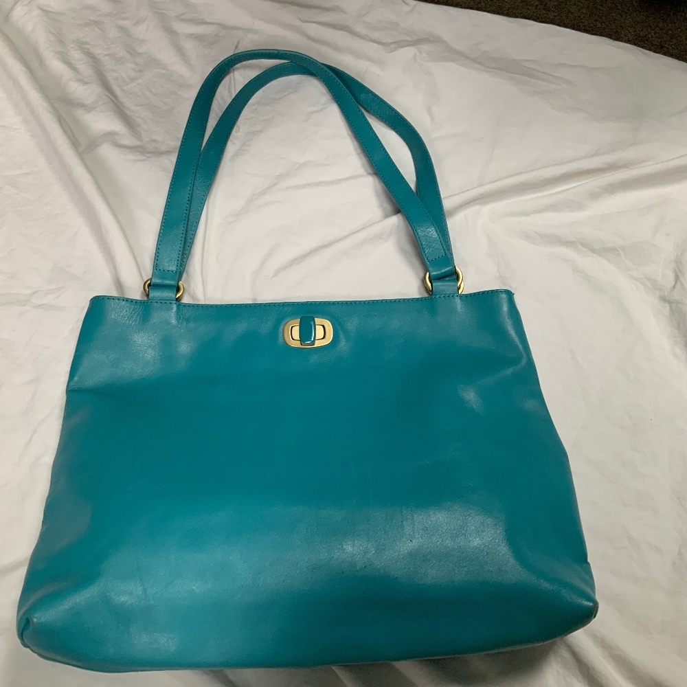 Teal Blue Leather Shoulder Bag by Hobo